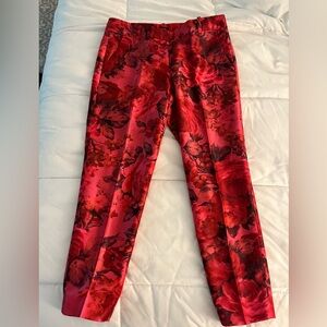 J Crew Red Floral Capri Pants. Women’s Size 4